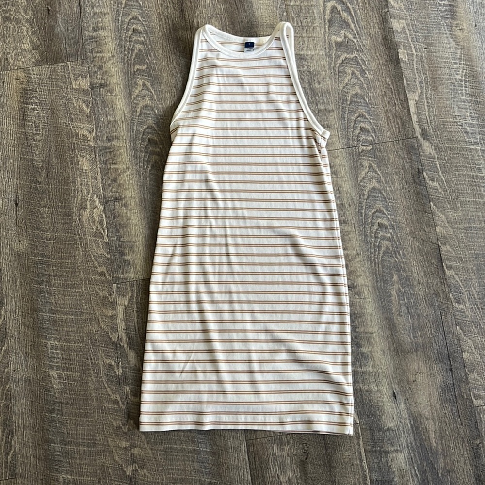 Ribbed stripped tank top dress
